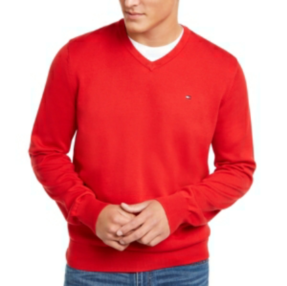 Tommy Hilfiger red Vneck Xl mens sweater New With Tags